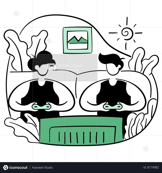 Two boys playing video games  Illustration