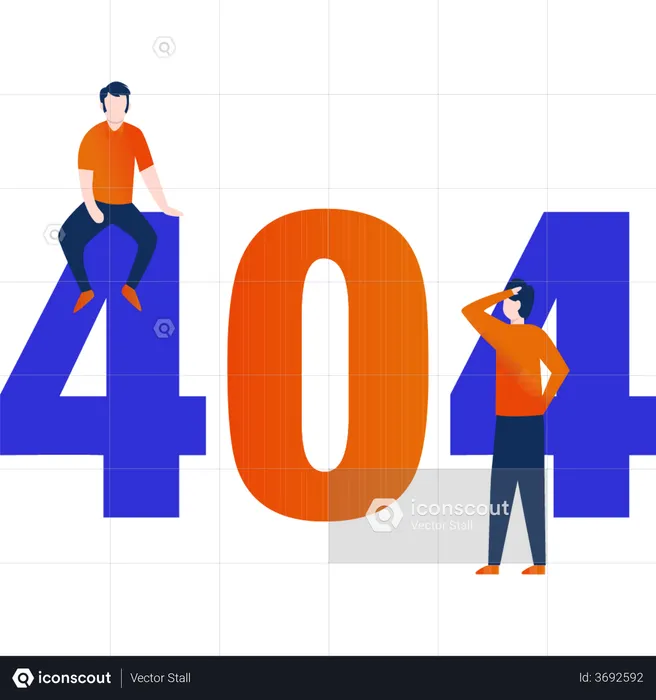 Two boys with 404 errors  Illustration