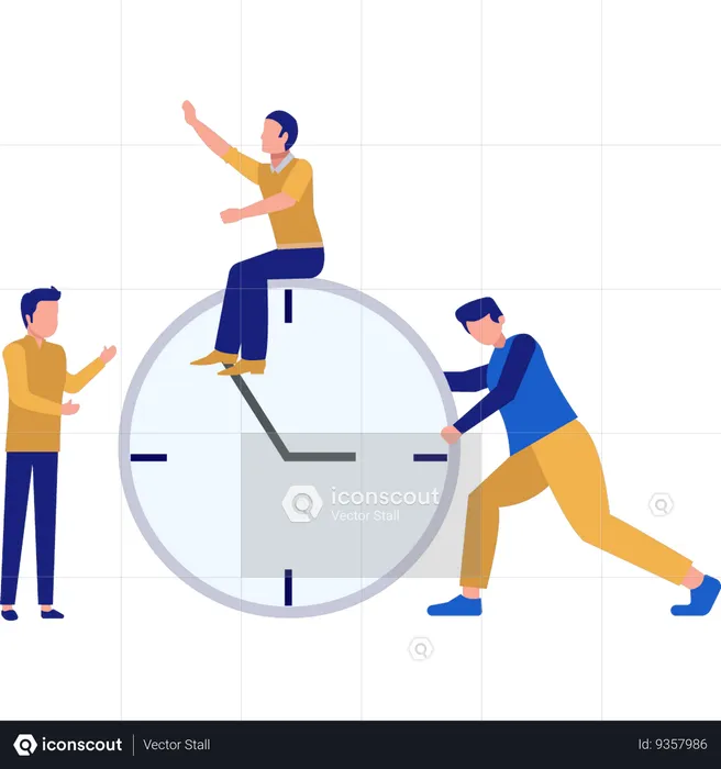 Two Boys working on time management  Illustration