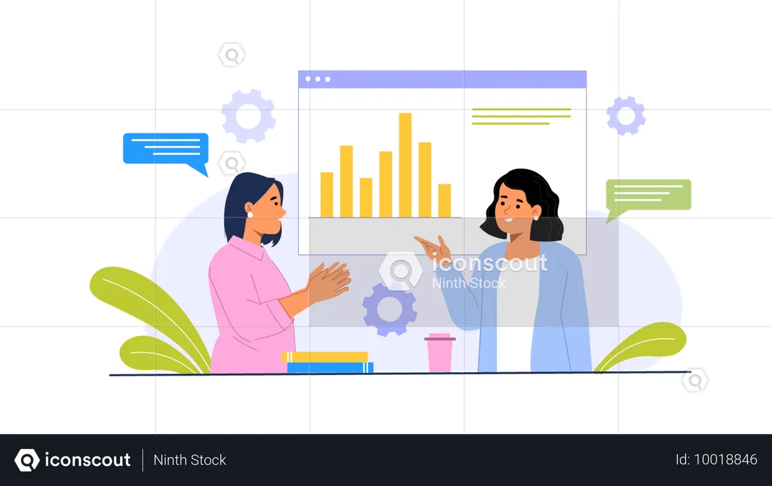 Two business ladies doing business discussion  Illustration