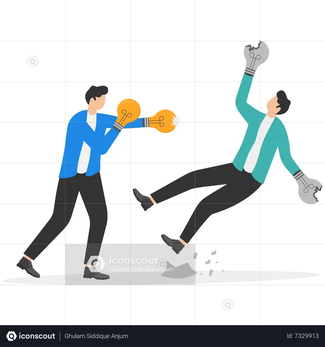 Two business man conflict for business idea  Illustration