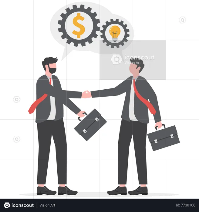 Two business people shake hands and make a business deal  Illustration