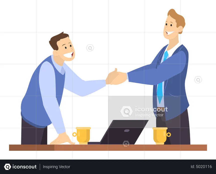 Two business people shake hands as result of agreement  Illustration