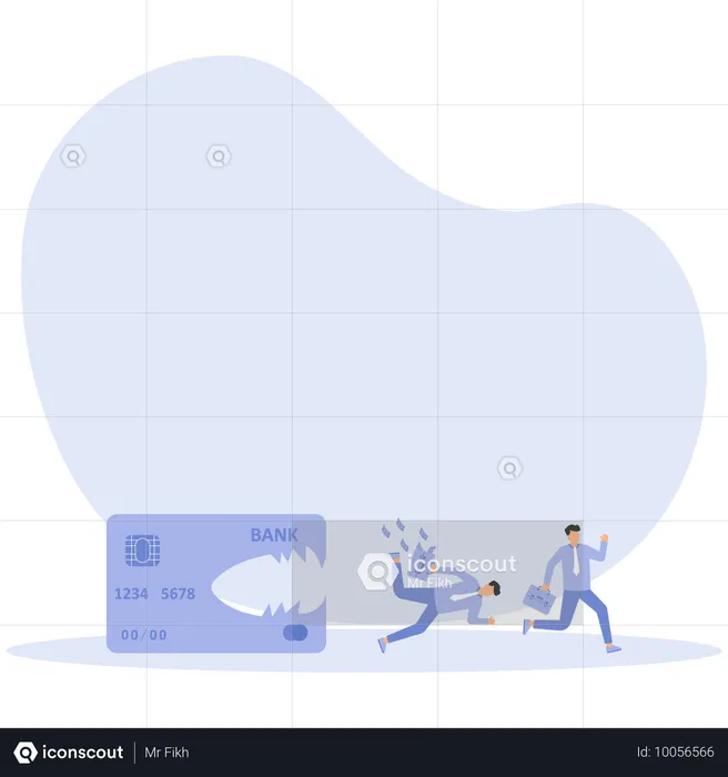 신용카드를 버리고 도망치는 두 회사  일러스트레이션