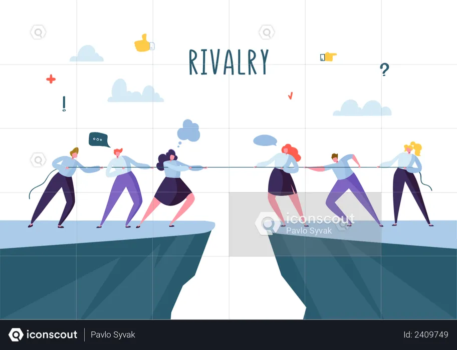 Two business team competing with each other  Illustration