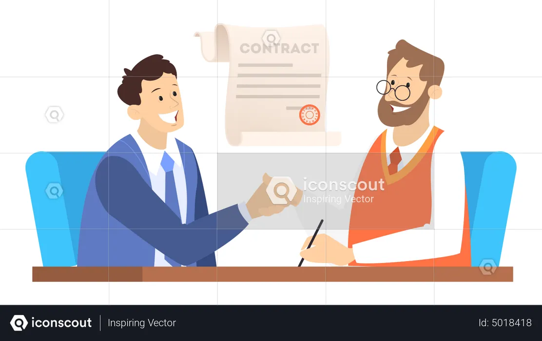 Two businessman shake hands as result of agreement  Illustration