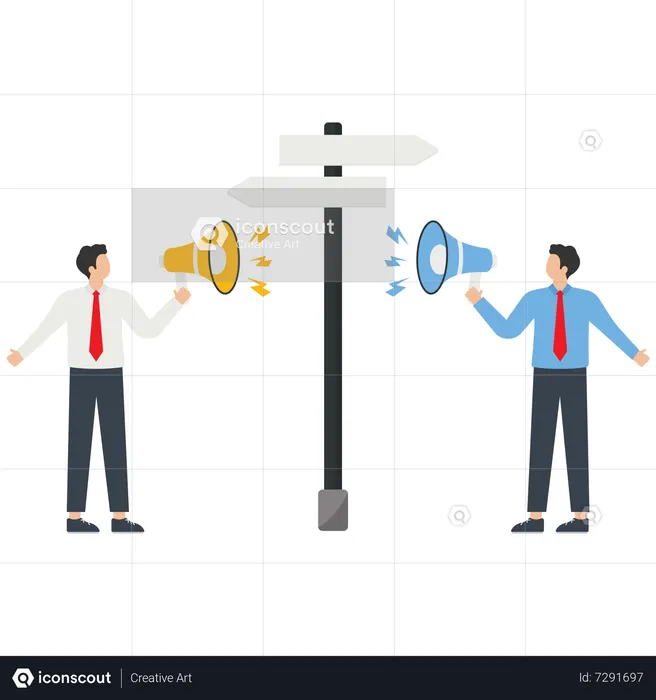 Two Businessman Shouting And Doing Arguments In Favor Of Business Direction  Illustration