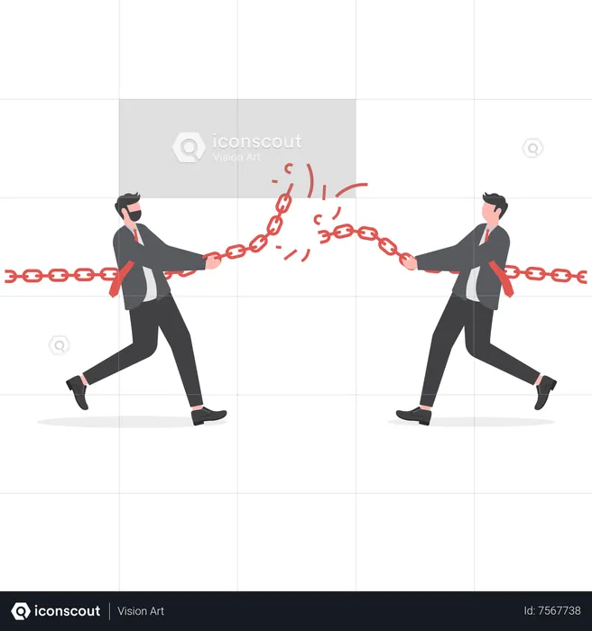 Two businessmen broke the chain  Illustration