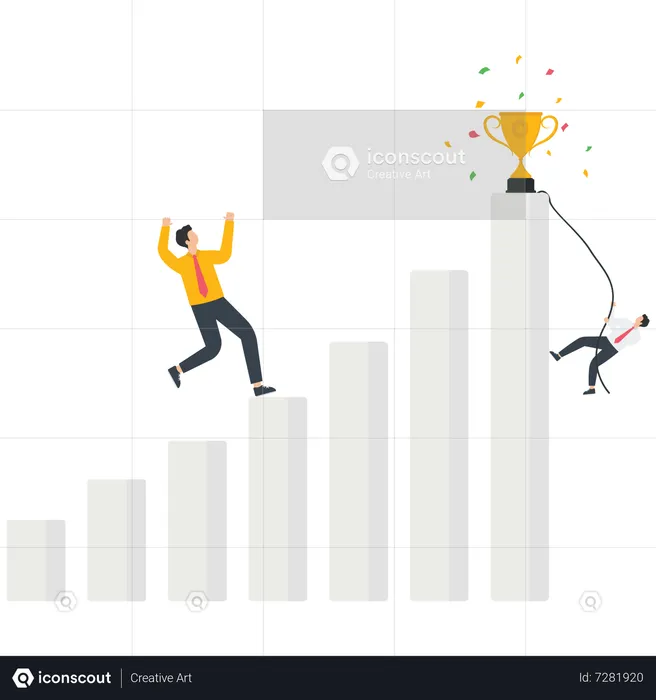 Two Businessmen Climbing The Chart Illustration - Free Download ...