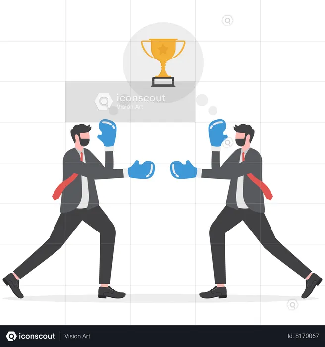 Two businessmen doing fight competition to be a winner  Illustration