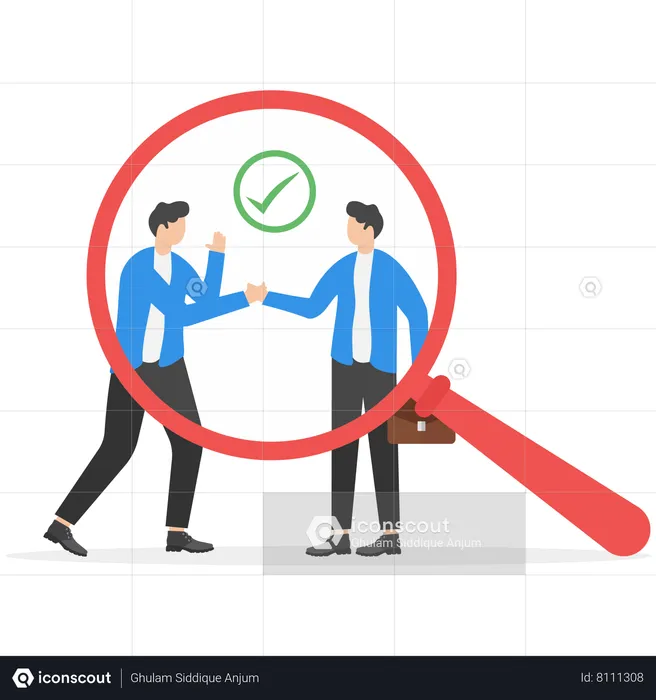 Two businessmen shake hands and agree to do business  Illustration