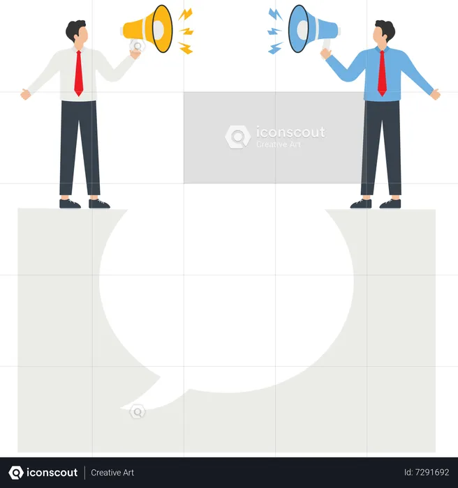 Two Businessmen Show Opposite Directions  Illustration