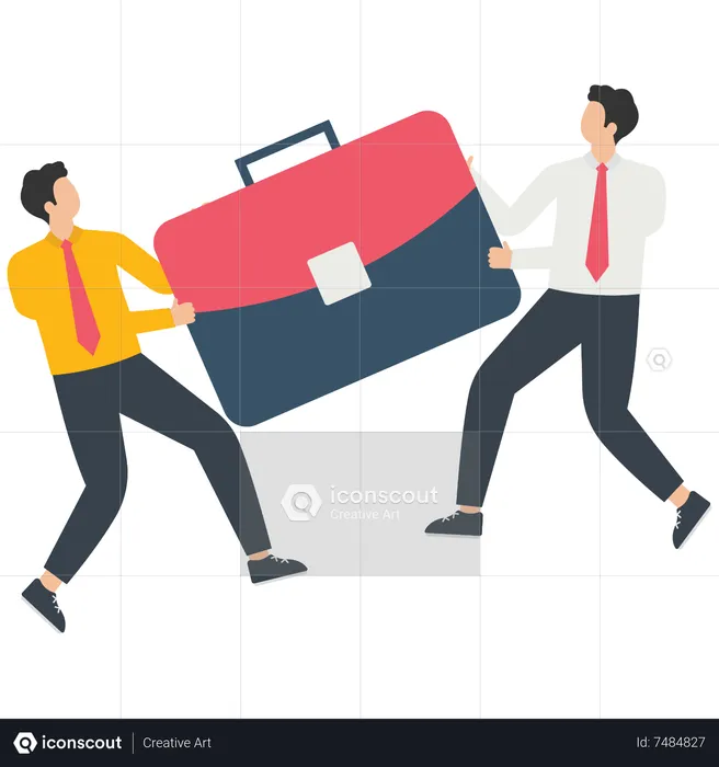 Two businessmen snatching a briefcase  Illustration