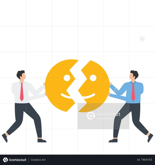 Two businessmen under the mask stand face to face  Illustration