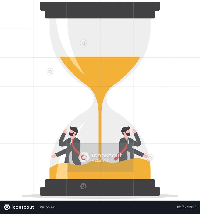 Two businessmen were stuck in sandglasses  Illustration