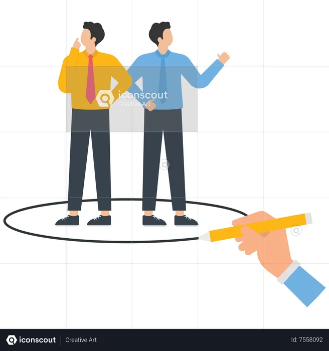 Two businessmen were trapped by a circle  Illustration