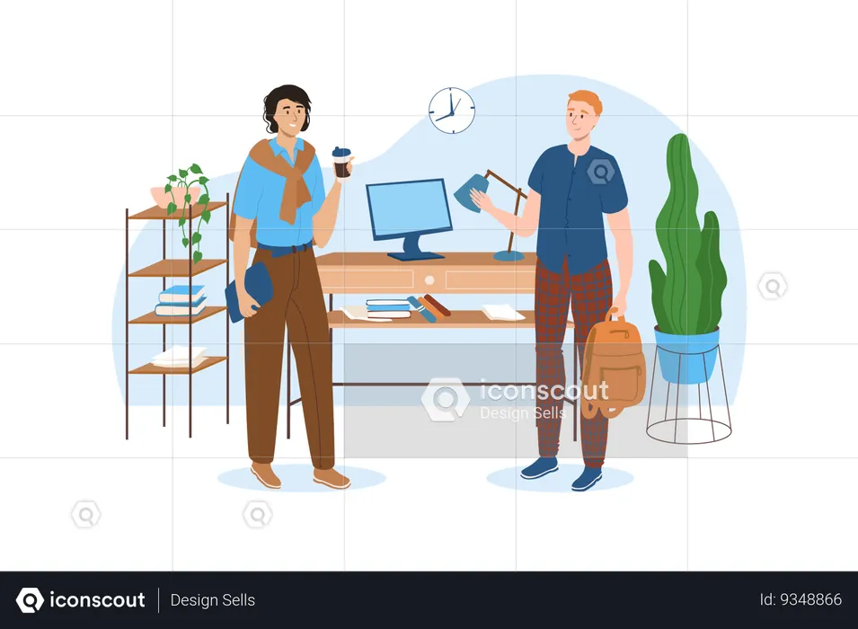 Two colleagues met in the office  Illustration