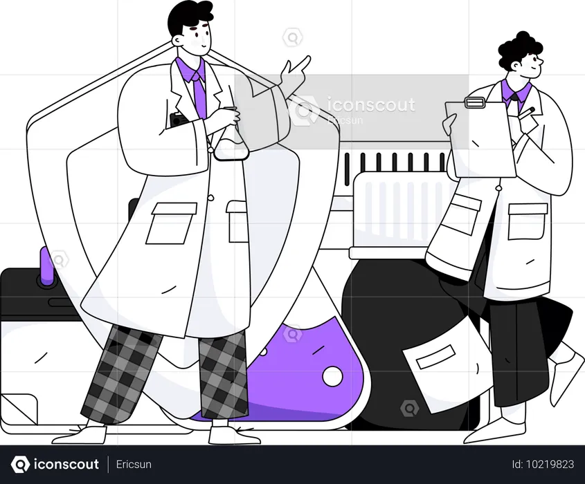 Two doctors research on medicine  Illustration