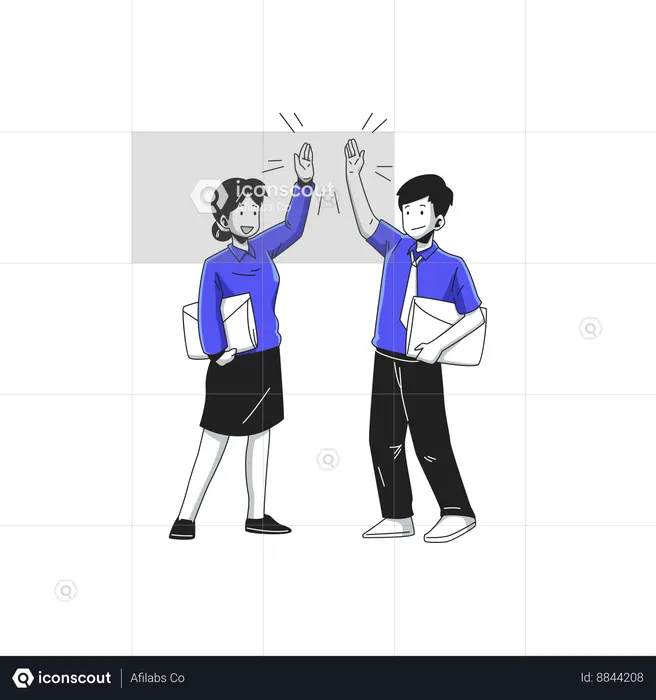 Two employees meet and greet each other  Illustration