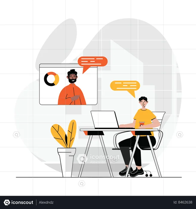 Two friends doing video conferencing  Illustration