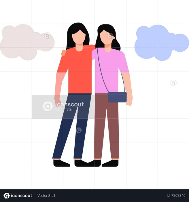 Two friends standing  Illustration