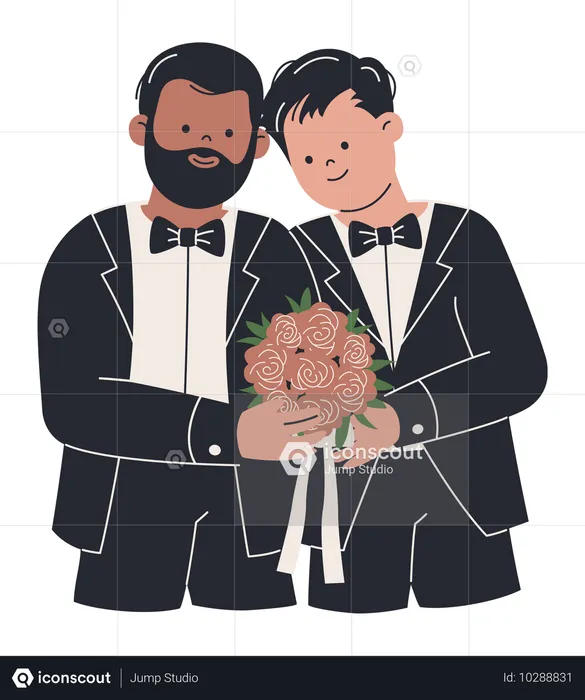 Two Gay Men Getting Married  Illustration