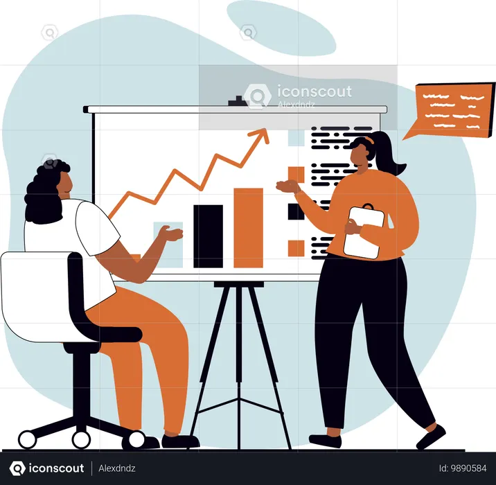 Two girls doing business growth  Illustration