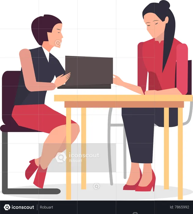 Two girls doing business planning  Illustration