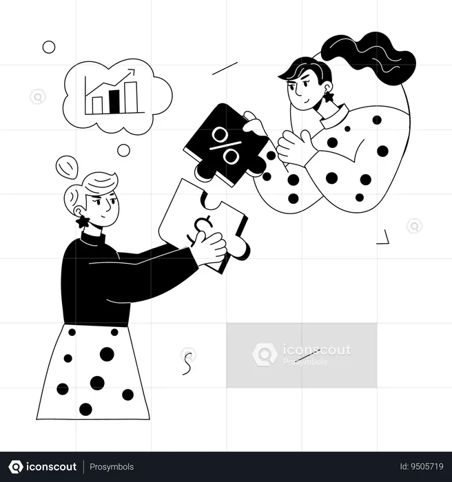 Two girls doing Team Collaboration  Illustration