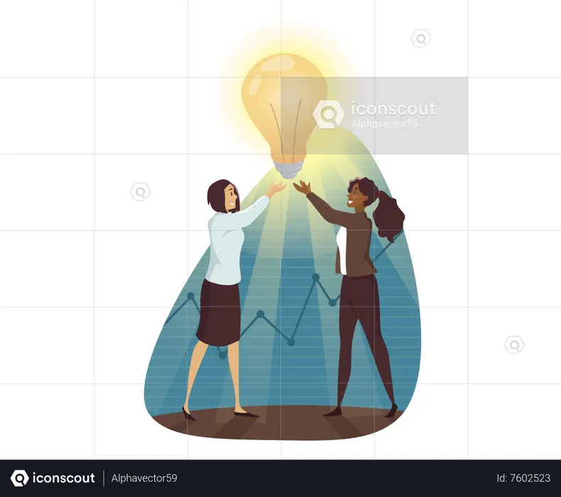 Two girls getting business idea  Illustration