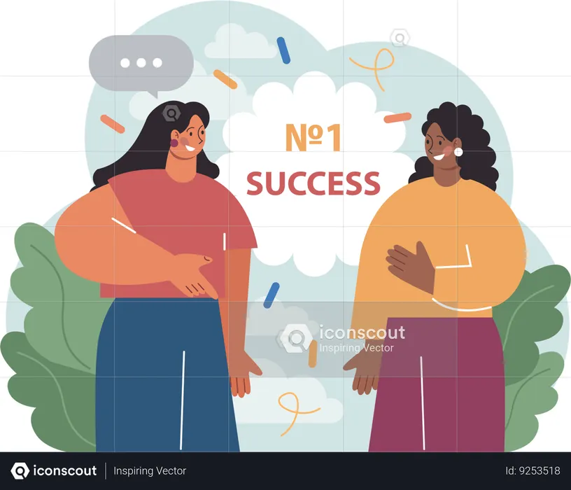 Two girls getting success  Illustration