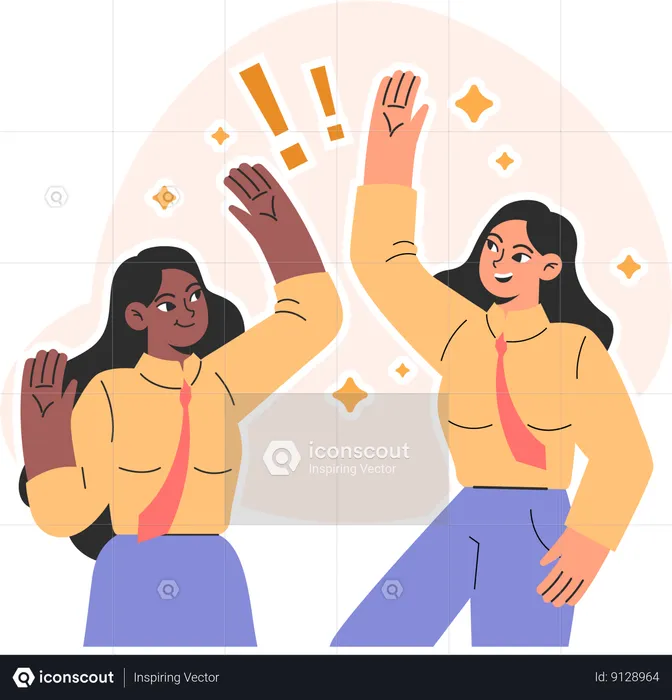 Two Girls giving hifi  Illustration