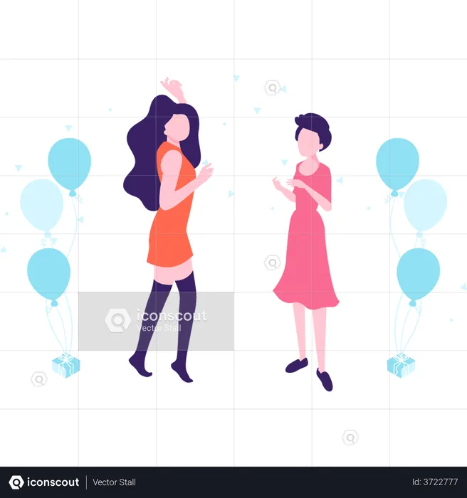 Two girls gossiping at the party  Illustration
