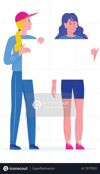 Two girls holding blank board  Illustration