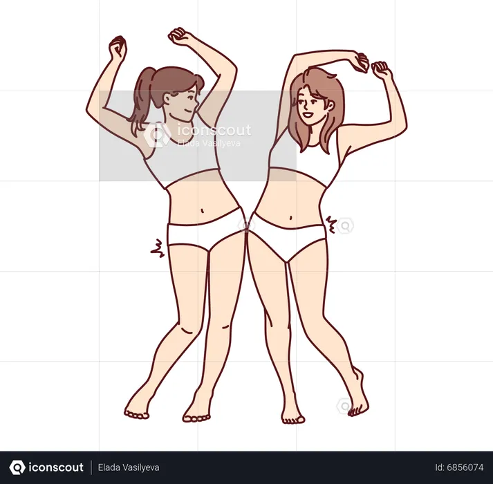 Two girls in beach wear  Illustration