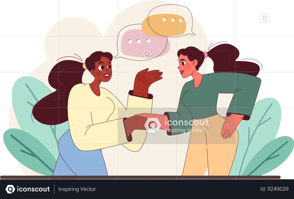 Two Girls individuals engage in dialogue  Illustration