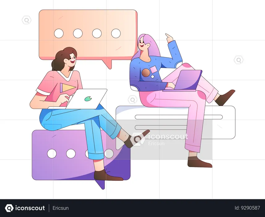 Two girls talking about business  Illustration