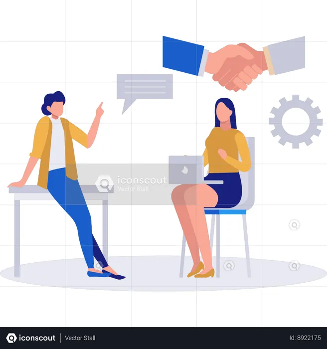 Two girls talking about business dealings  Illustration