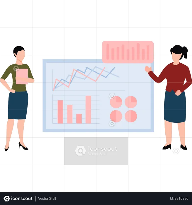 Two Girls Talking About Business Marketing  Illustration