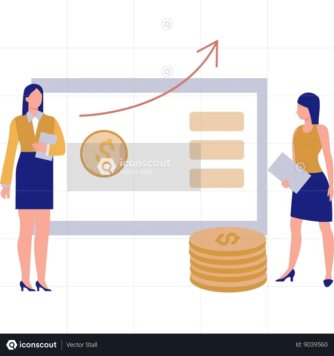 Two Girls Talking About Finance  Illustration