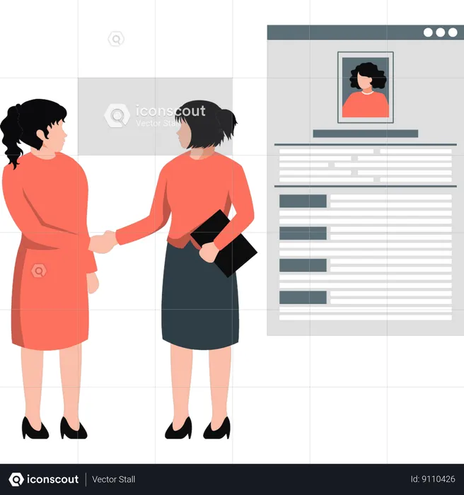 Two girls talking about web page  Illustration
