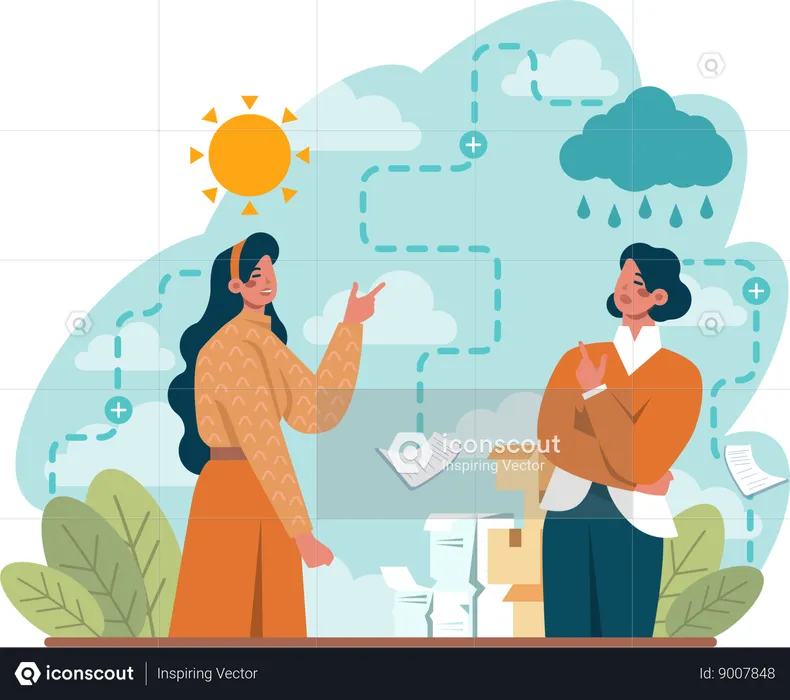 Two girls talking about work  Illustration