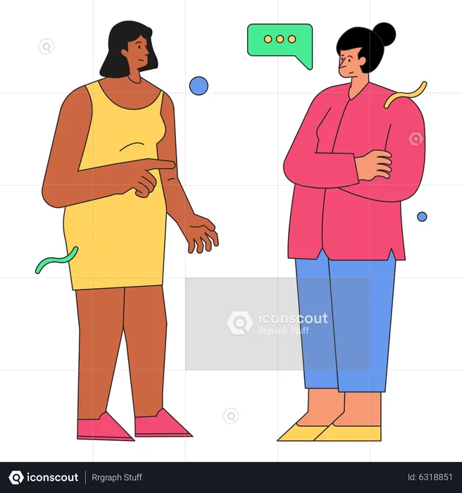 Two girls talking with each other  Illustration