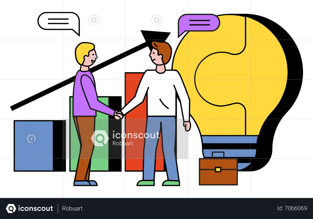 Two guys dealing new business idea  Illustration