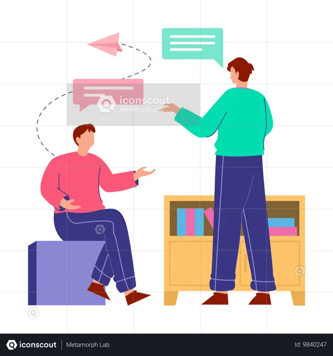 Two guys doing business Communication  Illustration