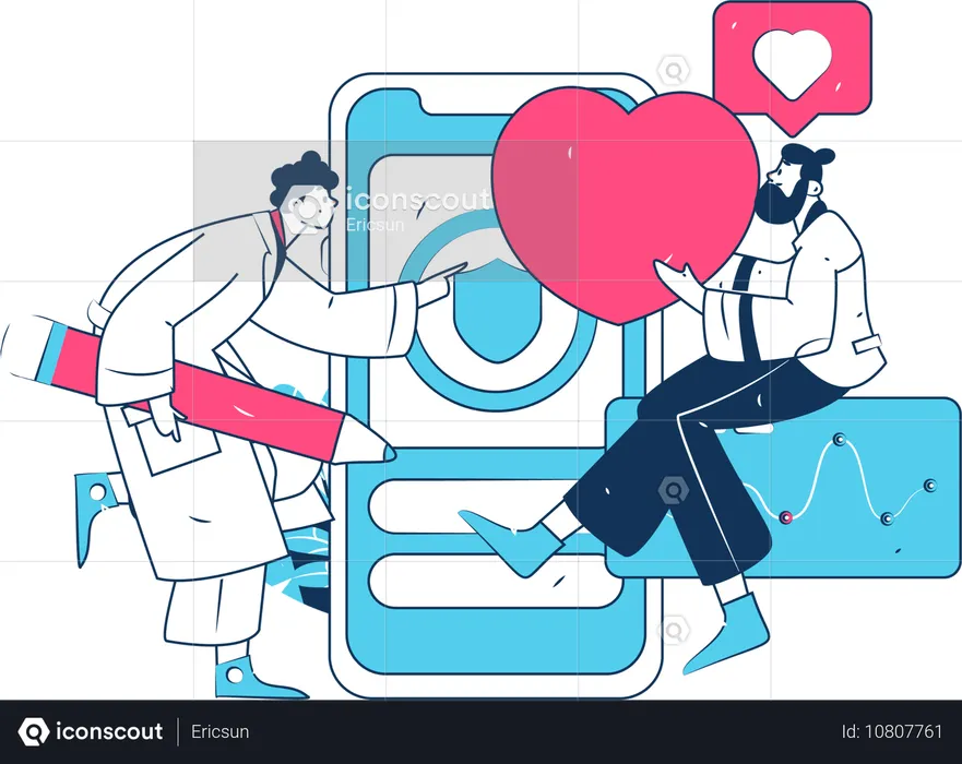 Two Guys Doing Medical Analysis  Illustration