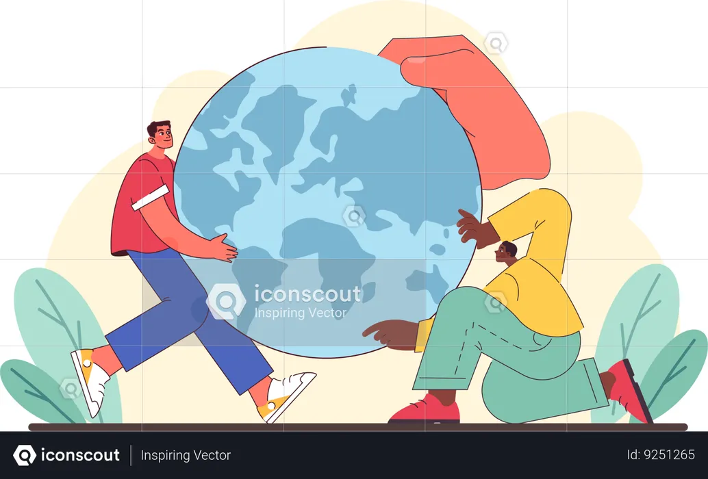 Two guys saving planet  Illustration