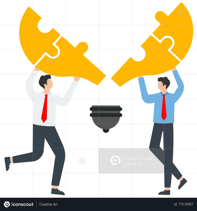 Two guys solving business problem  Illustration