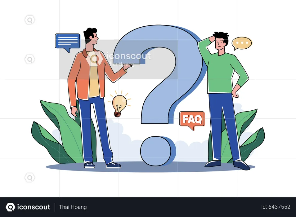 Two Guys Think About A Question  Illustration