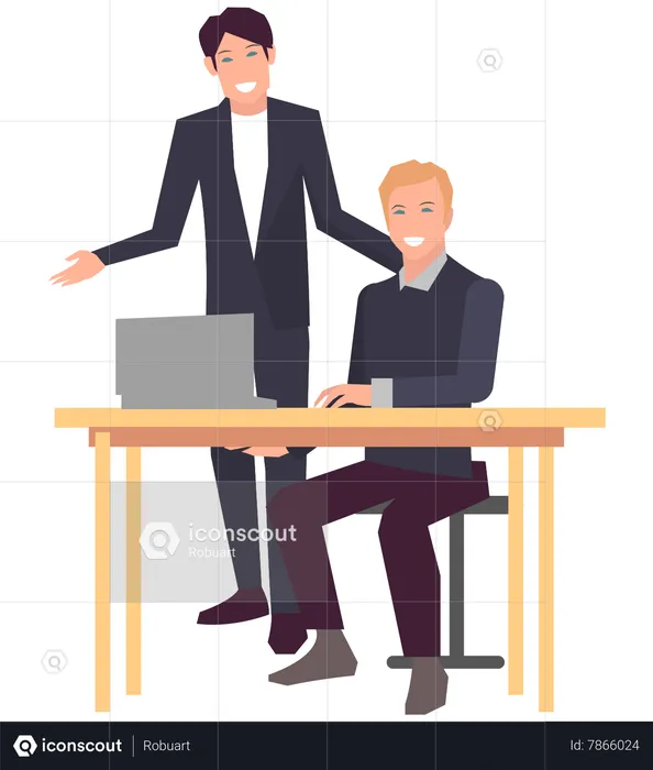 Two guys working at office  Illustration